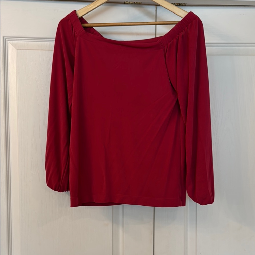 White House Black Market pink off shoulder Blouse with Long Sleeves